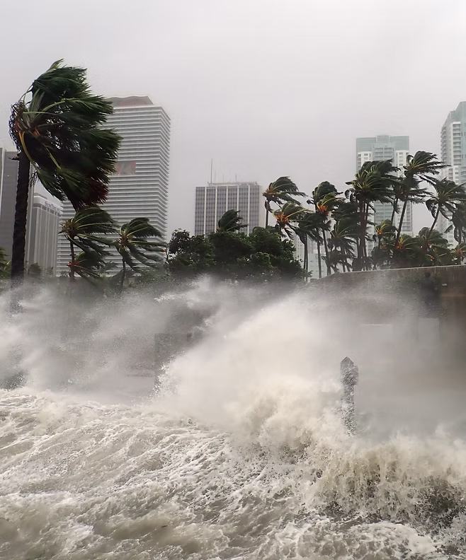 Strong winds and crashing waves