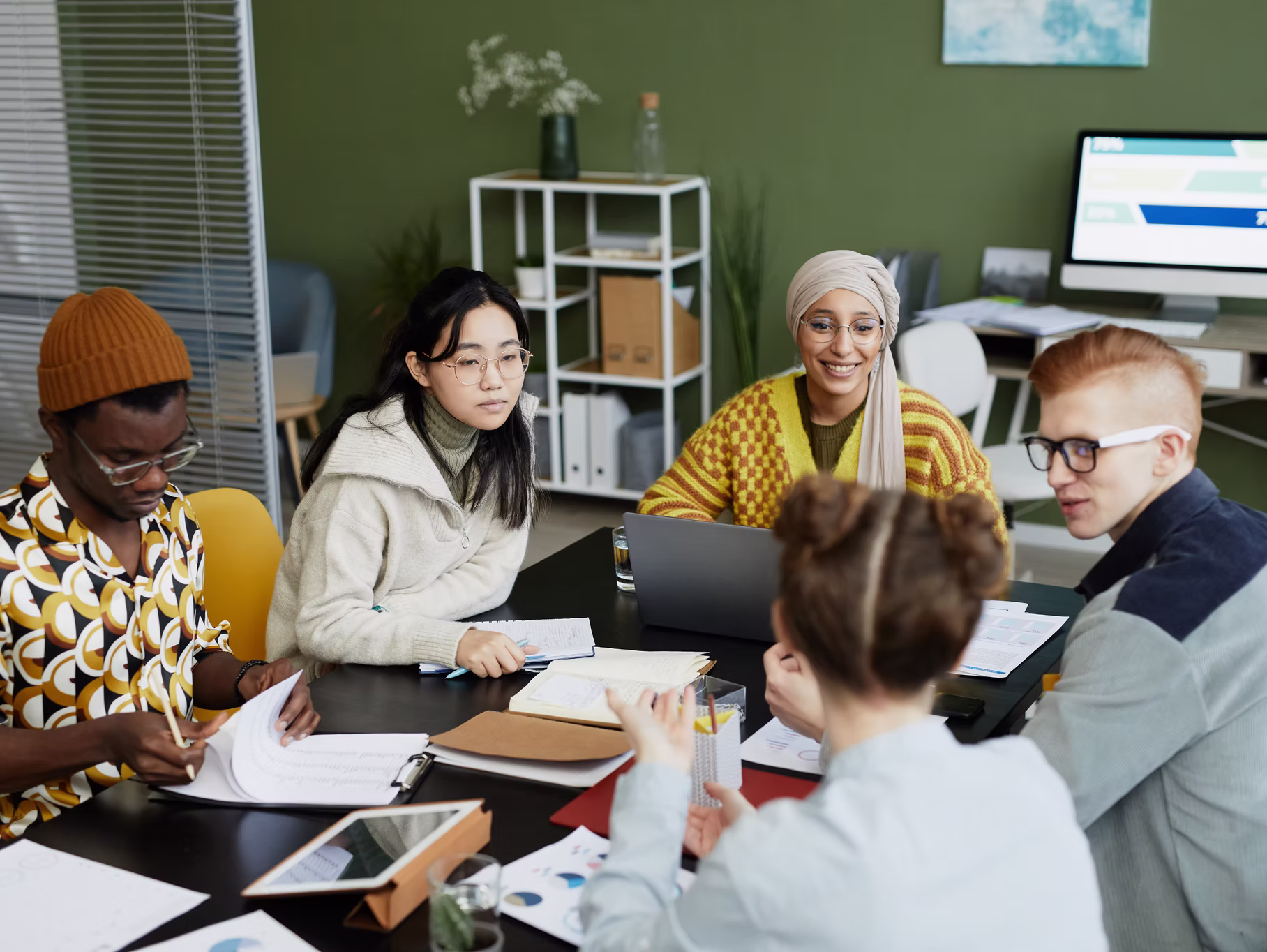 Group meeting in a modern office.
