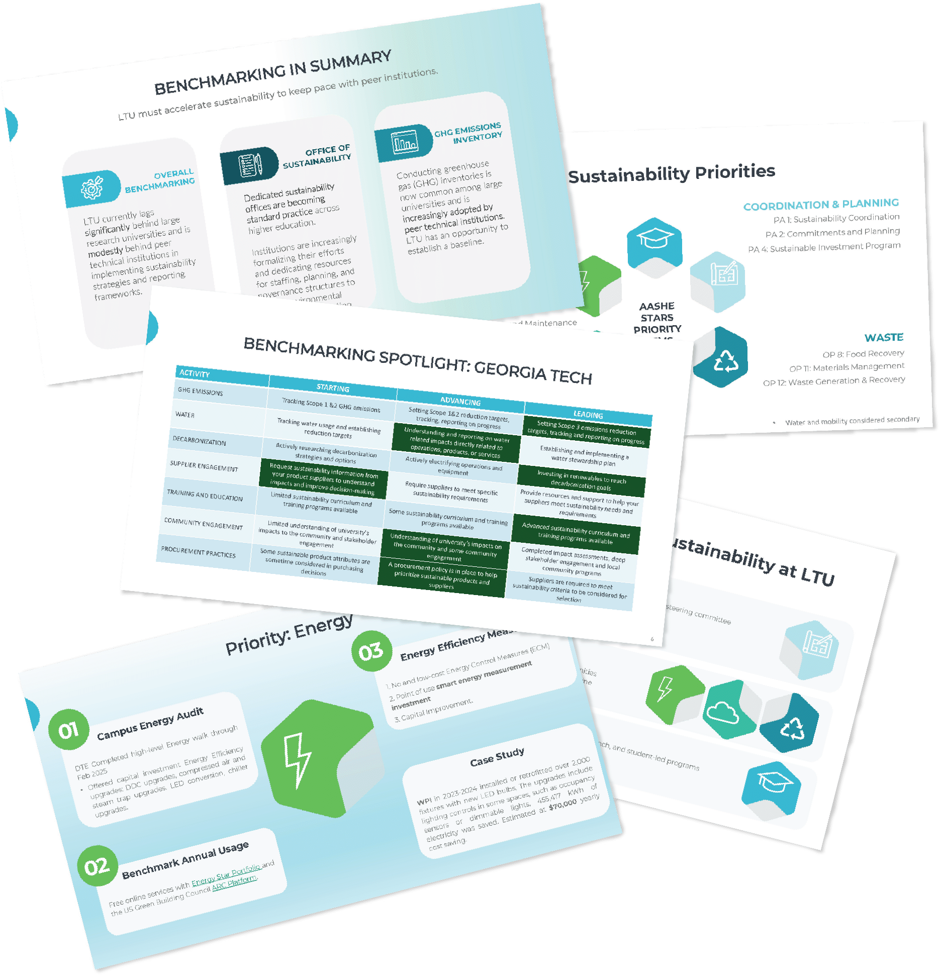 several papers with text and images